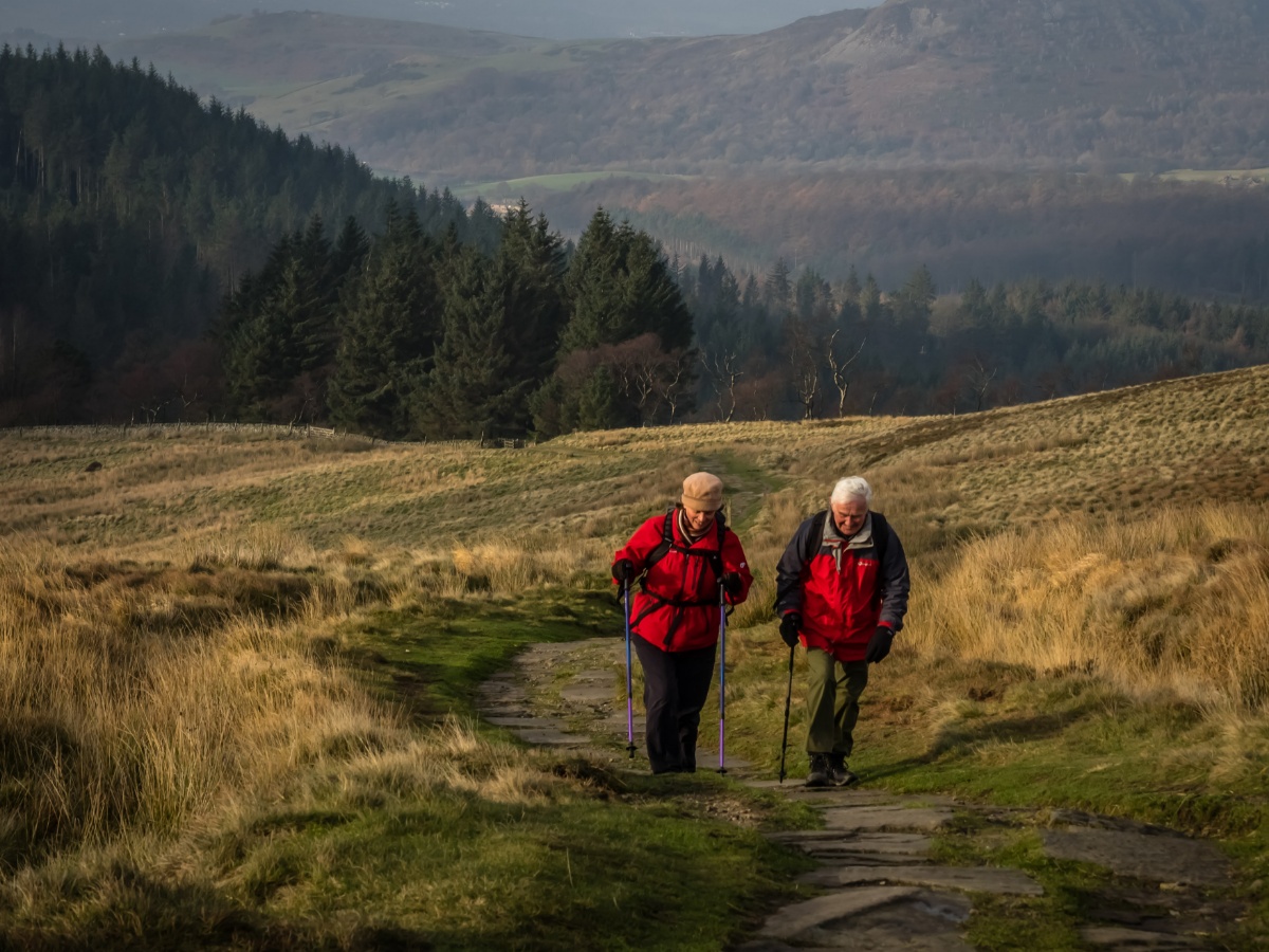 Coming up Shutlingsloe in the sun, 2018. 