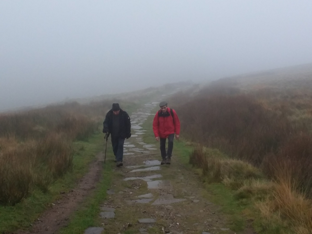 Coming up Shutlingsloe in the mist, 2019. 