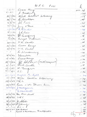 MPC Postage recorded 1992-1993. 